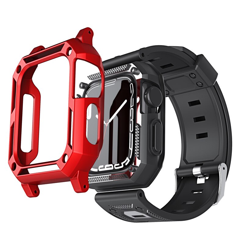 Silicone Strap For Apple Watch Case Bezel + TPU Band