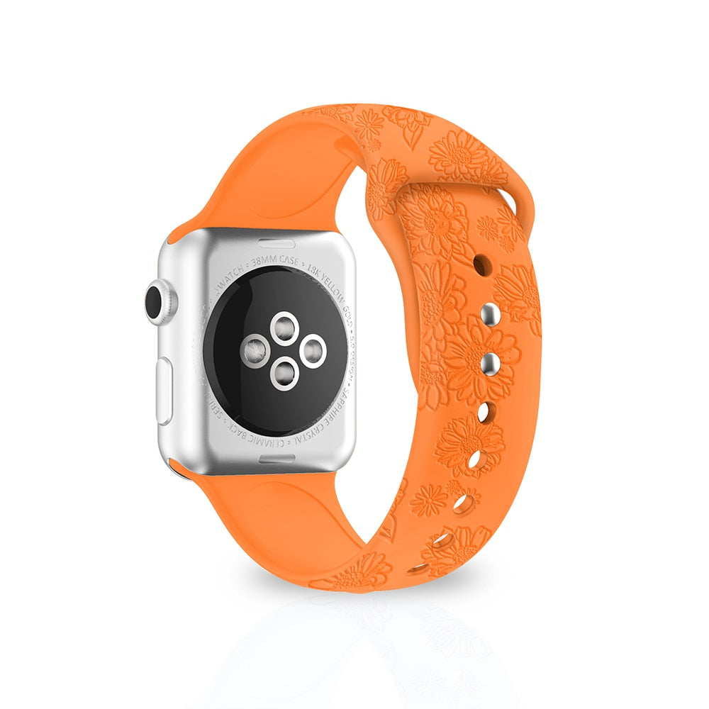 Apple Watch Flower Engraved Silicone Strap