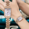 Women's Rose Gold Rectangular Stainless Steel Watch