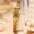 Women's Gold Stainless Steel Diamond Dial Dress Watch