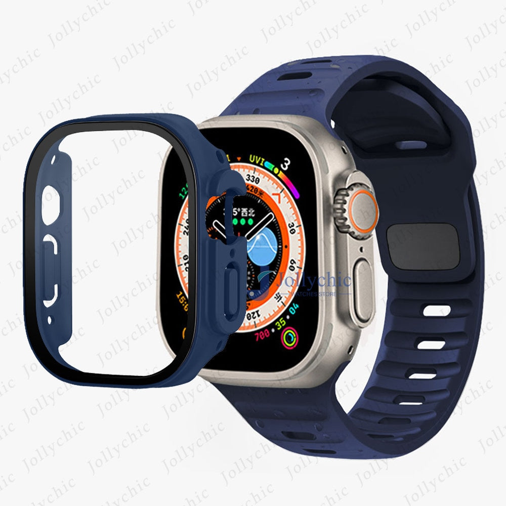 Silicone Sport Band+Case for Apple Watch Ultra Band Case Strap