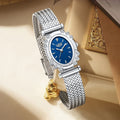 Women's Oval Quartz Watch Vintage Mesh Bracelet Blue Dial