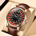 Women's Roulette Dial Brown Leather Watch Waterproof