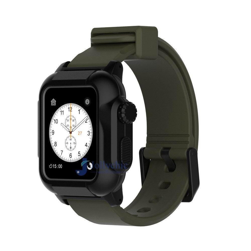 Silicone Band+Case For Apple Watch Strap