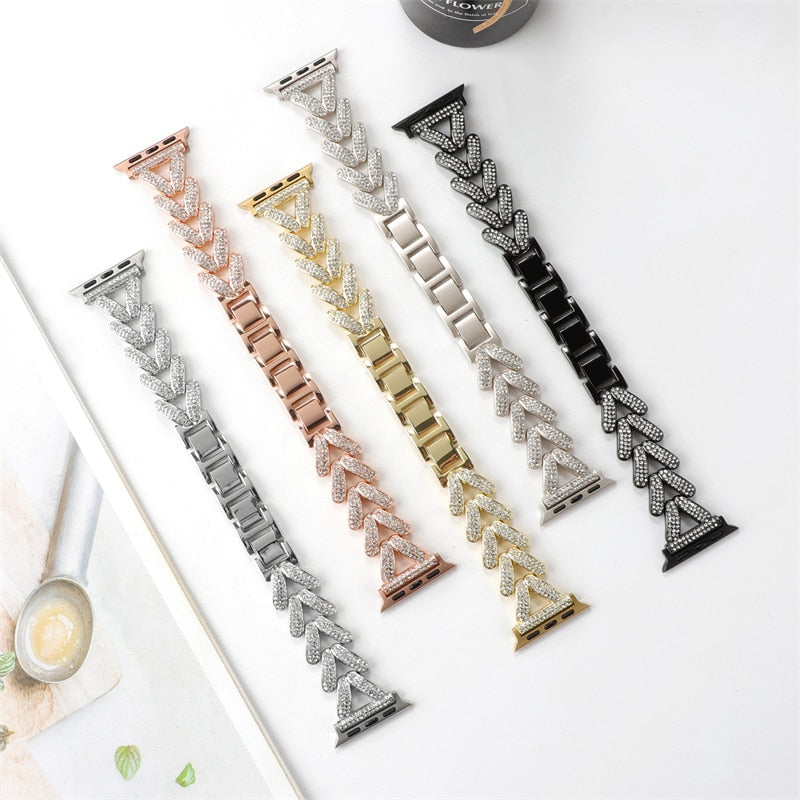 Apple Watch Steel Luxury Chain Strap+Case Bracelet
