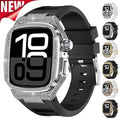 Diamond Case Luxury Modification Kit for Apple Watch 10 46mm 45mm 44mm Metal Case Silicone Strap for IWatch Series 9 8 7 6 SE 5