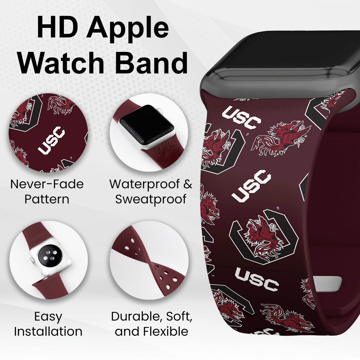 South Carolina Gamecocks HD Apple Watch Band