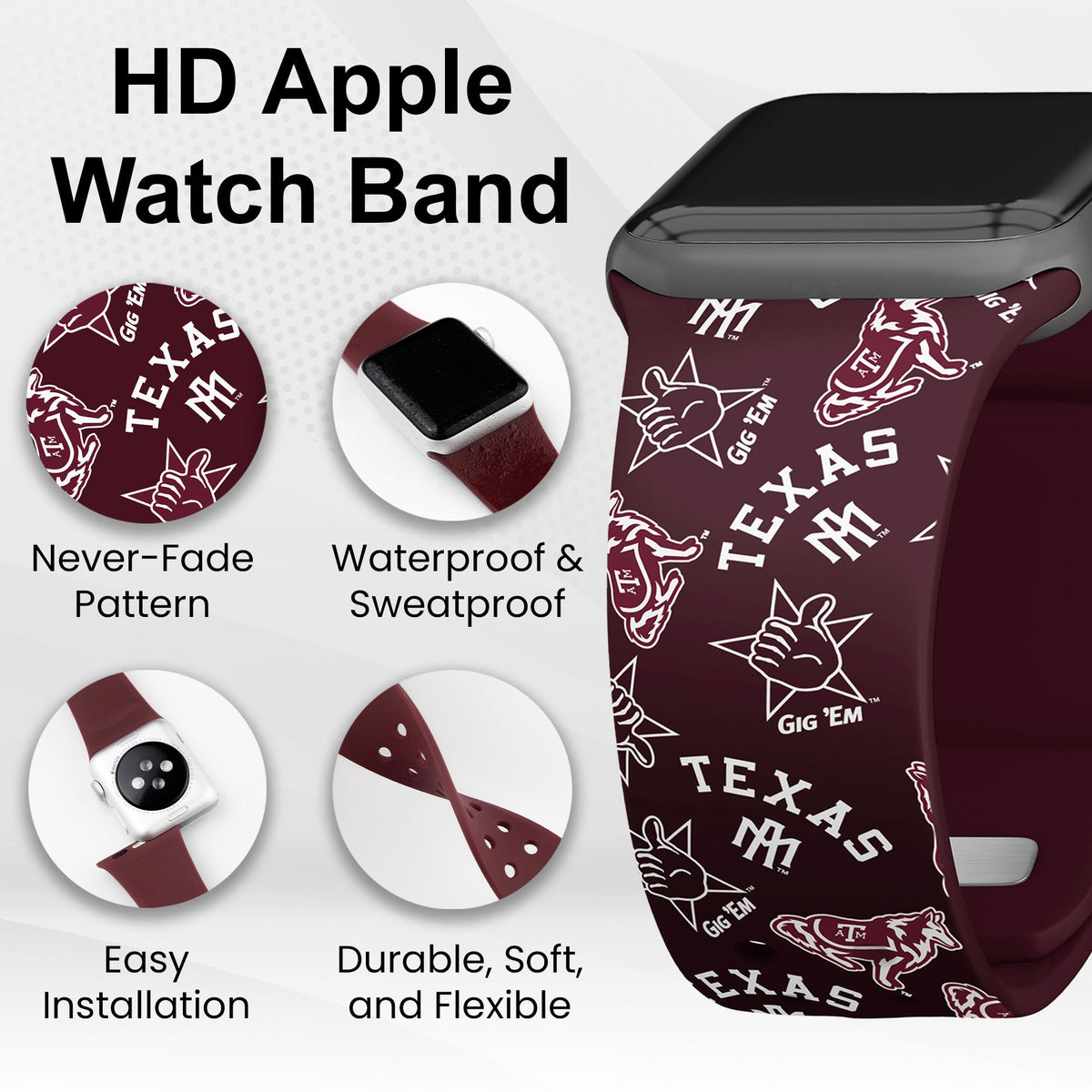 Texas A&M Aggies HD Apple Watch Band