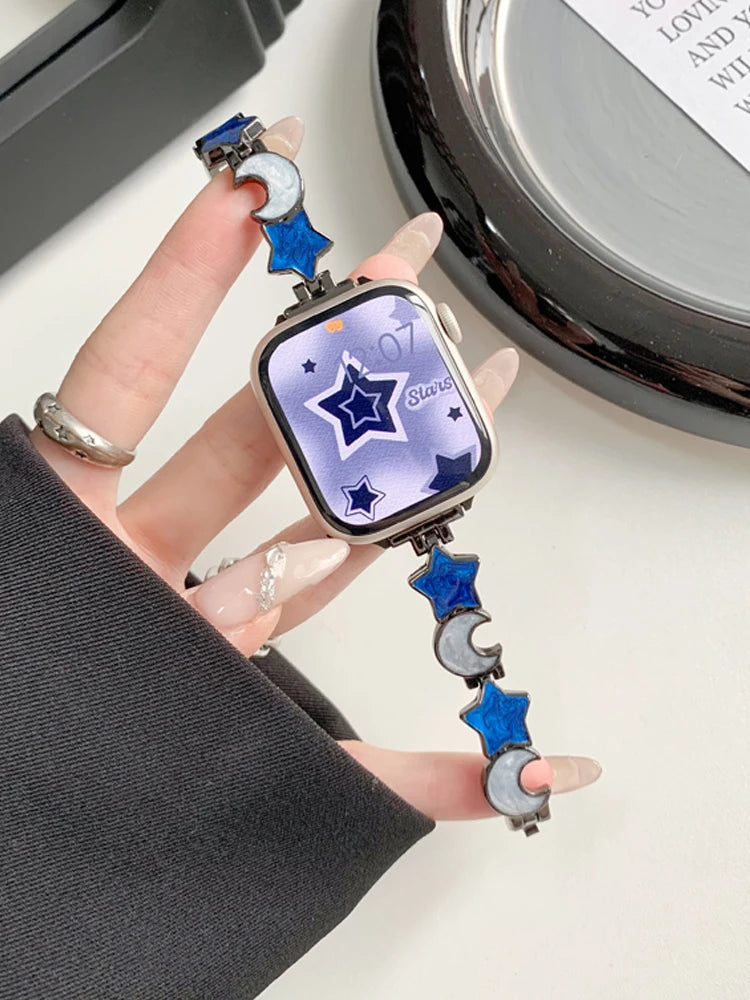 Perlmuttfarbenes Apple-Watch-Armband für Damen