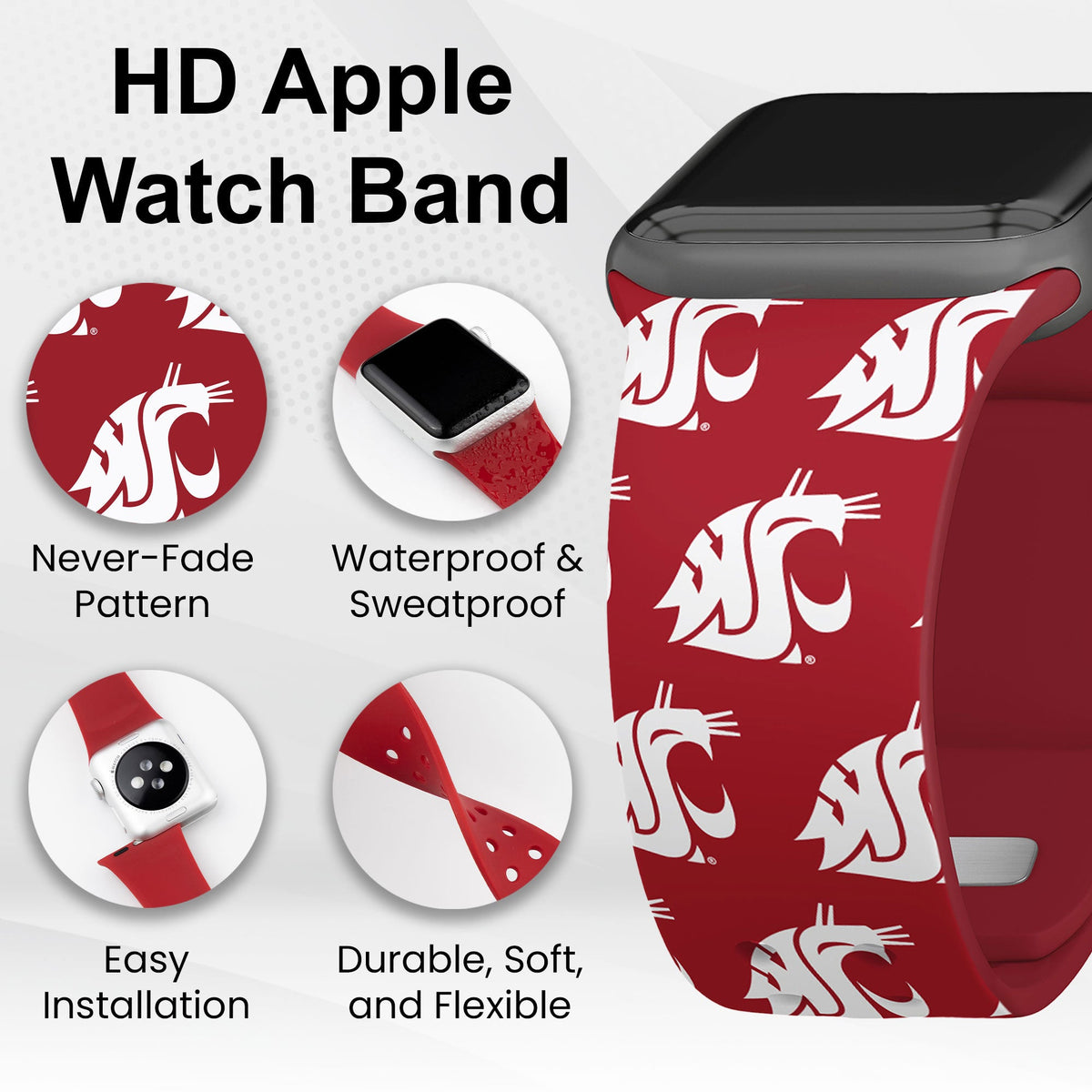 Washington State Cougars HD Apple Watch Band