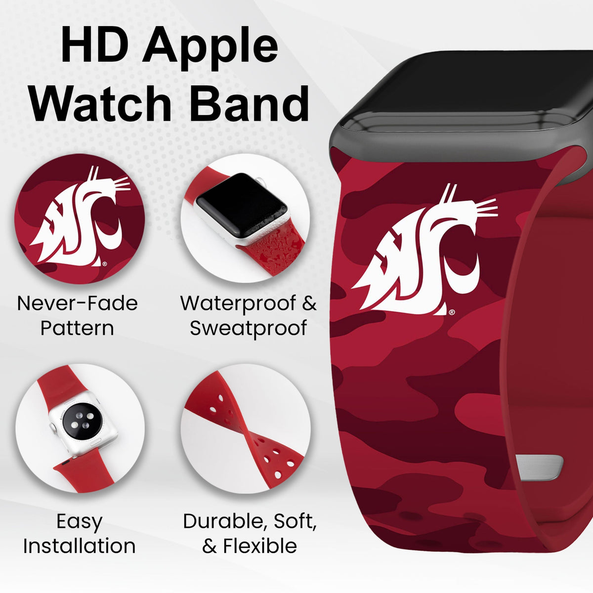 Washington State Cougars HD Apple Watch Band