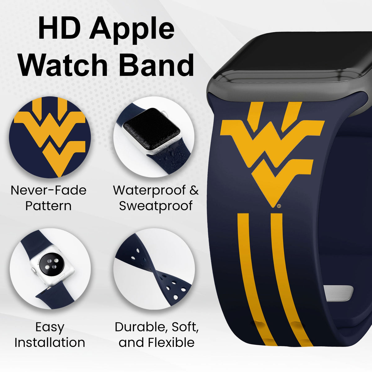 West Virginia Mountaineers HD Apple Watch Band