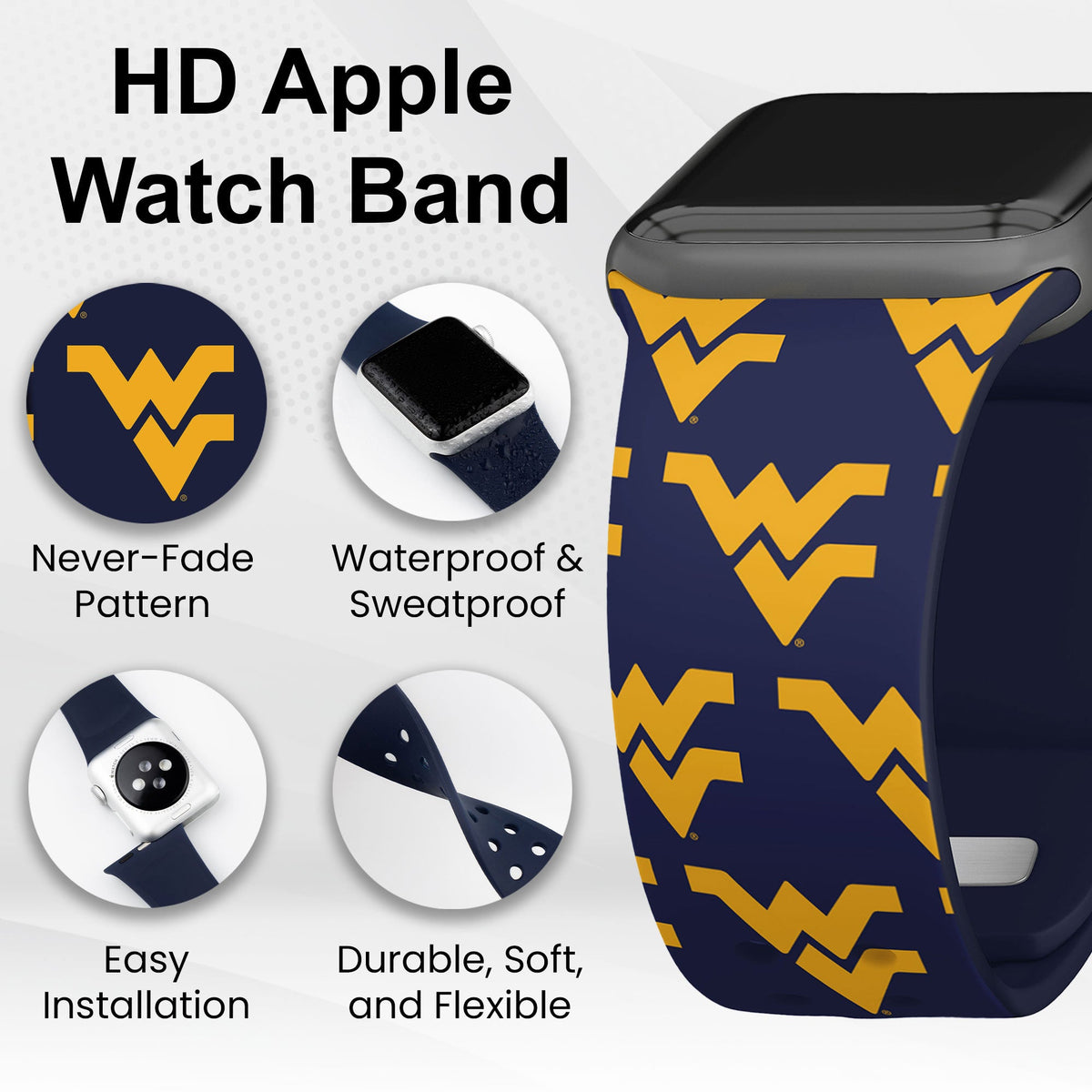 West Virginia Mountaineers HD Apple Watch Band