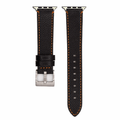 Apple Band - Leather Contrast Stitch - Black with Orange