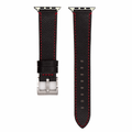Apple Band - Leather Contrast Stitch - Black with Red