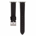 Apple Band - Leather Contrast Stitch - Black with White