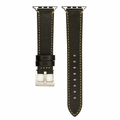 Apple Band - Leather Contrast Stitch - Black with Yellow