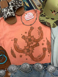 Floral Horseshoe Graphic Tee - Terracotta