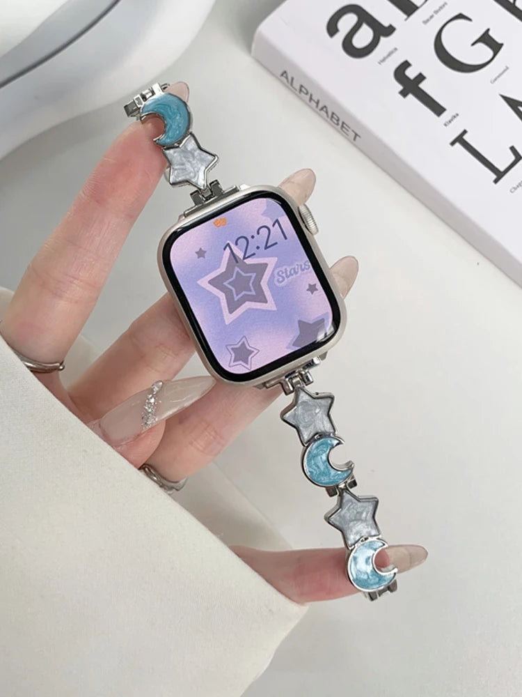 Moon and Star Pearl Apple Watch Band Woman