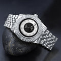 Iced Out Stainless Steel Hip Hop Watch Mother Of Pearl