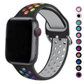 Silicone Solo Loop Strap for Apple Watch Band Series 10/9/8/7/6/5/4/ SE / Ultra 8 1/2 - Arleathercraft Cyan Black / 38/40/41 S10-42 MM