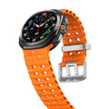 Ocean Silicone Samsung Galaxy Ultra Watch Band Silver Buckle 47MM - Arleathercraft Orange Silver / Galaxy Watch Ultra