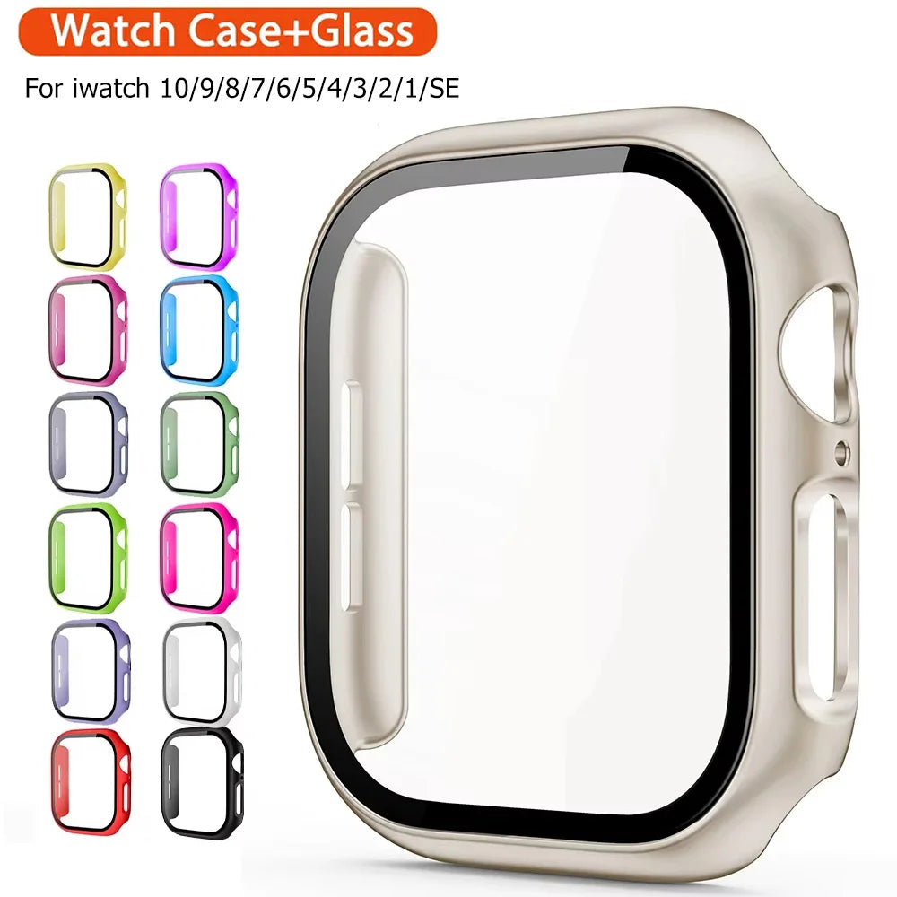 Apple Watch screensaver case compatible with Series 10/9/8/7/6/5/4/SE, featuring a durable glass cover and multiple color options.