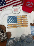 USA Hot Dog Flag Graphic Tee