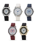 Women's Crystal Bezel Leather Strap Dress Watch Elegant