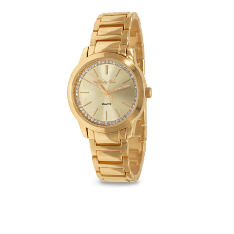 Women's Gold Bracelet Watch With Crystal Accents Quartz