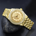 Women's Gold Crystal Bezel Link Bracelet Watch Elegant