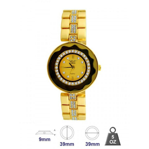 Women's Gold Tone Crystal Bracelet Watch For Dress Stylish