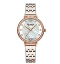 Women's Mother Of Pearl Watch Crystal Bezel Slim Bracelet