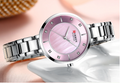 Women's Pink Mother Of Pearl Watch Stainless Link Bracelet