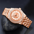 Women's Rose Gold Crystal Bezel Dress Watch Bracelet