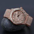 Women's Rose Gold Pave Crystal Watch Luxury Slim Quartz