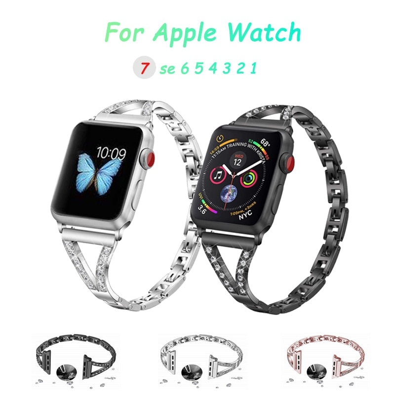 Diamant - Bracelet Apple Watch en acier