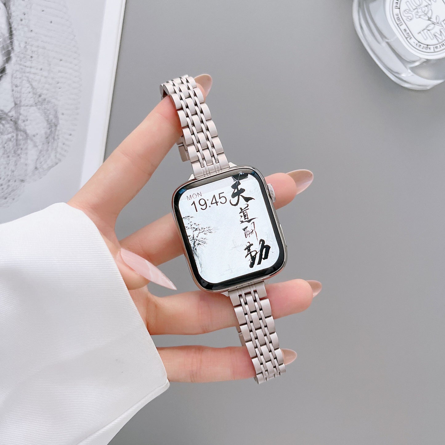 Starlight Stainless Steel Apple Watch Band