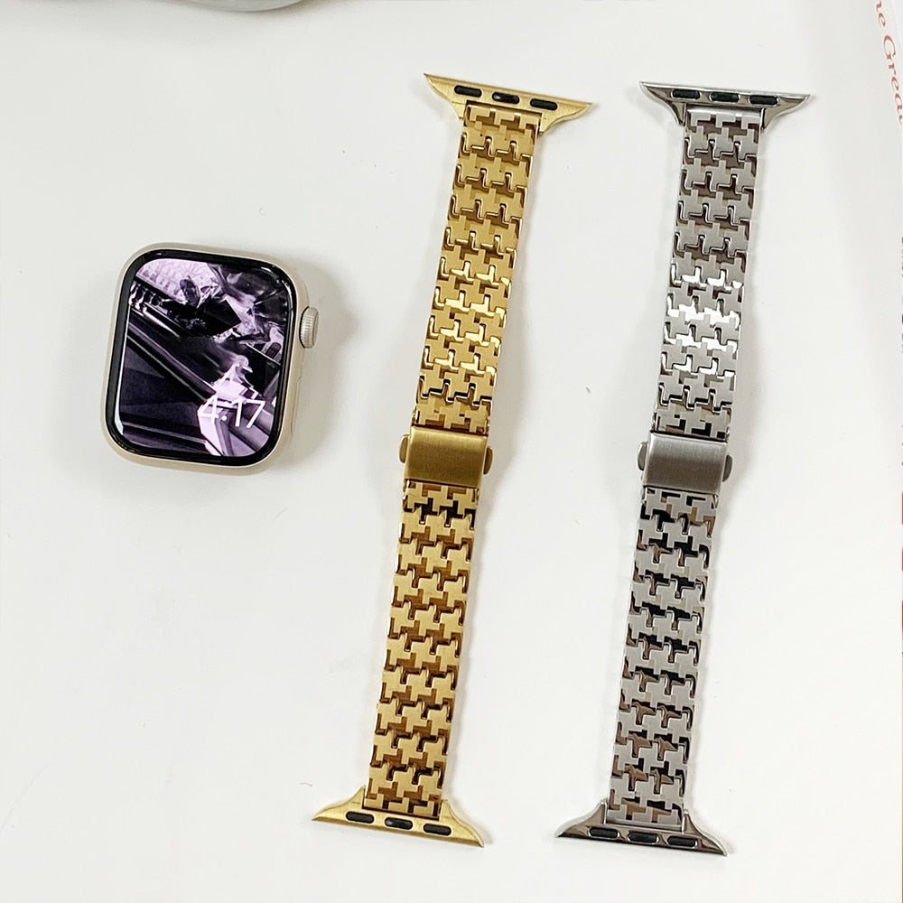 Women Gold Wristband for Apple Watch Band