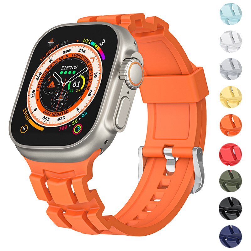 Silicone Strap Band for Apple Watch Band/Strap Series 10/9/8/7/6/5/4/ SE / Ultra 8 1/2