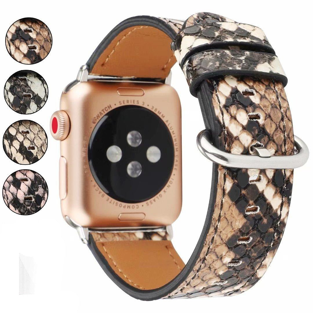 Snakeskin Leather Apple Watch Band - arleathercraft