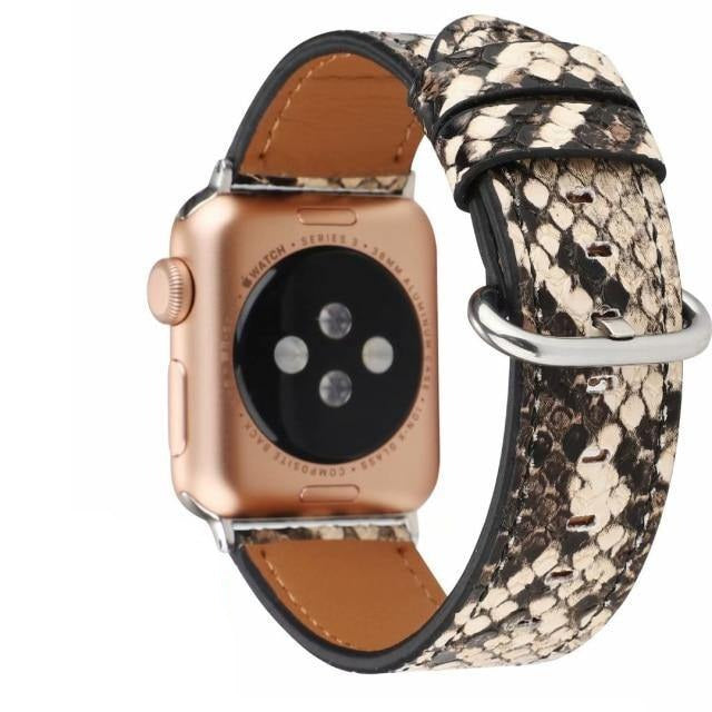 Snakeskin Leather Apple Watch Band - arleathercraft