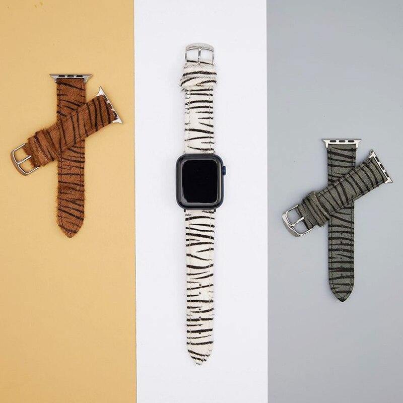 Zebra, Leopard Furry Apple Watc Band - arleathercraft