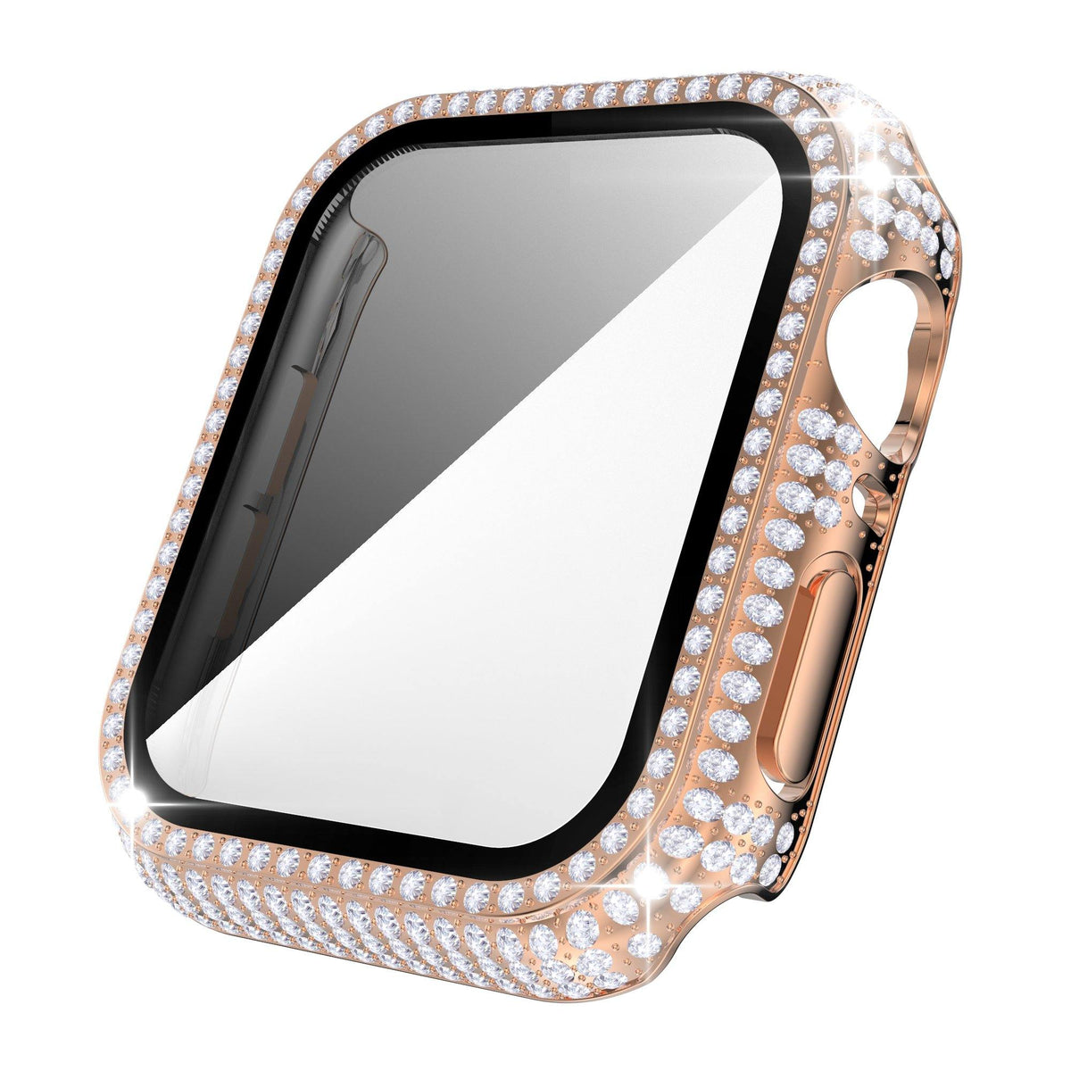 Diamond Apple Watch Case Series 9/8/7/6/5/4/3/2/1/SEApple Watch Series: 9/8/7/6/5/4/3/2/1/SE
Apple Watch Size: 38/40/41 MM - 42/44/45 MM
Case Material: Plastic + Zircon Stone 
Natural Stone Apple Watch Band: Carry Aes[focus_keyword]Apple Watch Case