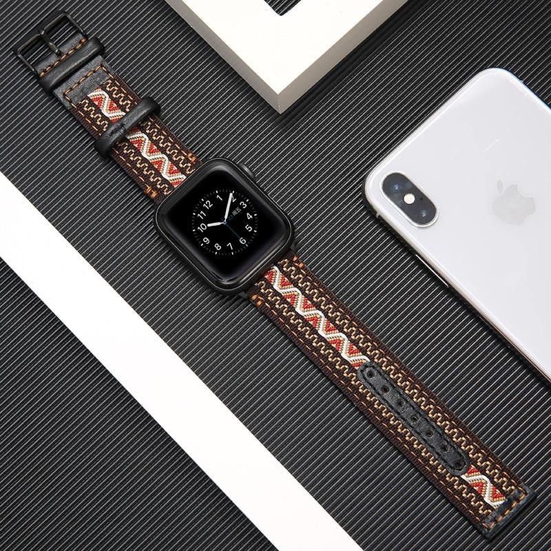 Leather Motif Apple Watch Band - arleathercraft