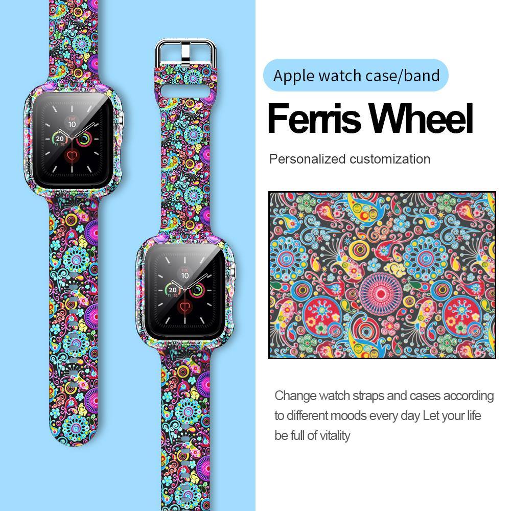 Floral Printed Pattern Apple Case+Band - arleathercraft