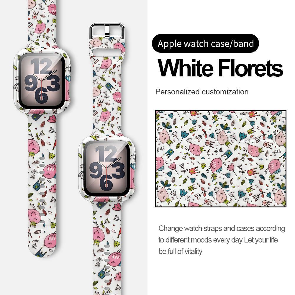 Floral Printed Pattern Apple Case+Band - arleathercraft