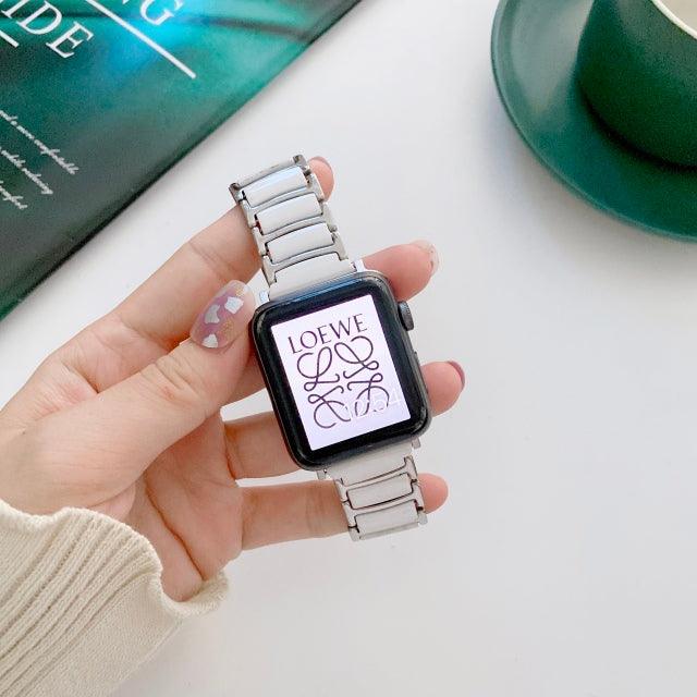 Ceramic Steel Apple Watch Band - arleathercraft