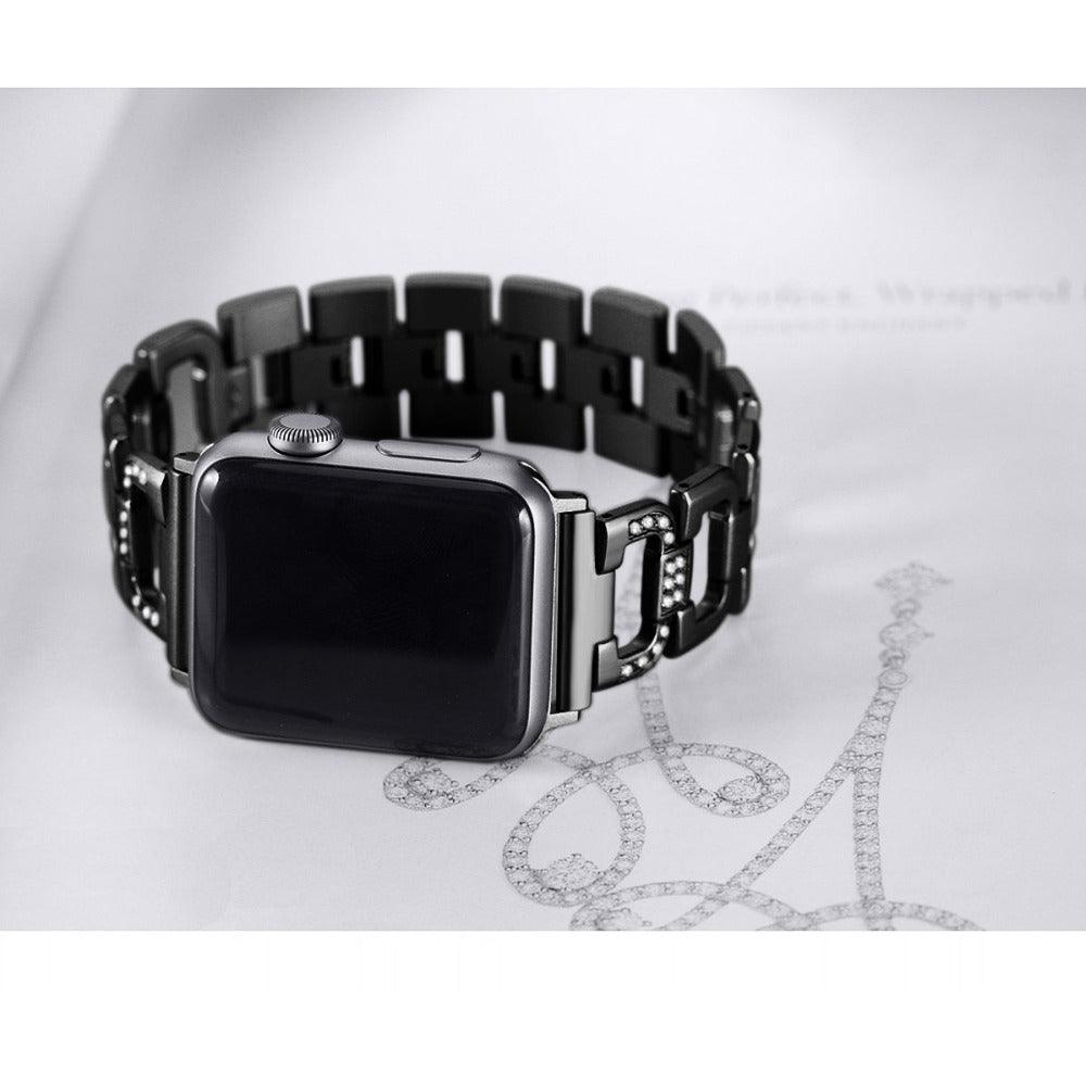 Stainless Steel Diamond Apple Watch Strap - arleathercraft