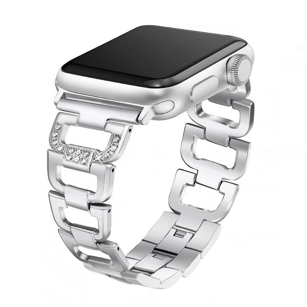 Stainless Steel Diamond Apple Watch Strap - arleathercraft